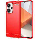 Xiaomi Redmi Note 13 Pro+ Børstet TPU Cover - Karbonfiber - Rød