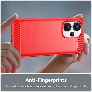 Xiaomi Redmi Note 13 Pro+ Børstet TPU Cover - Karbonfiber - Rød