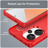 Xiaomi Redmi Note 13 Pro+ Børstet TPU Cover - Karbonfiber - Rød