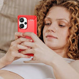 Xiaomi Redmi Note 13 Pro+ Børstet TPU Cover - Karbonfiber - Rød