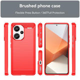 Xiaomi Redmi Note 13 Pro+ Børstet TPU Cover - Karbonfiber - Rød
