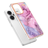 Xiaomi Redmi Note 13 Pro+ Marmormønster Galvaniseret IMD TPU Cover - Blå / Pink
