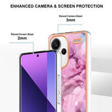 Xiaomi Redmi Note 13 Pro+ Marmormønster Galvaniseret IMD TPU Cover - Blå / Pink