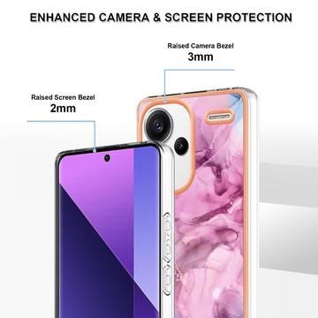 Xiaomi Redmi Note 13 Pro+ Marmormønster Galvaniseret IMD TPU Cover - Blå / Pink