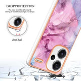 Xiaomi Redmi Note 13 Pro+ Marmormønster Galvaniseret IMD TPU Cover - Blå / Pink