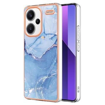 Xiaomi Redmi Note 13 Pro+ Marmormønster Galvaniseret IMD TPU Cover - Blå