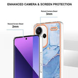 Xiaomi Redmi Note 13 Pro+ Marmormønster Galvaniseret IMD TPU Cover - Blå