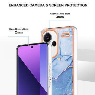 Xiaomi Redmi Note 13 Pro+ Marmormønster Galvaniseret IMD TPU Cover - Blå