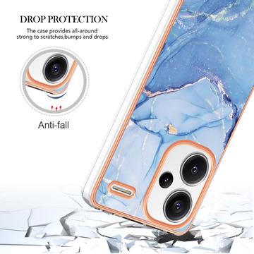Xiaomi Redmi Note 13 Pro+ Marmormønster Galvaniseret IMD TPU Cover - Blå