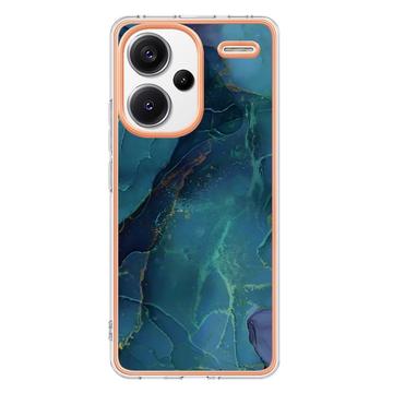 Xiaomi Redmi Note 13 Pro+ Marmormønster Galvaniseret IMD TPU Cover - Grøn