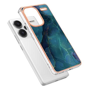 Xiaomi Redmi Note 13 Pro+ Marmormønster Galvaniseret IMD TPU Cover - Grøn