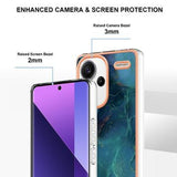 Xiaomi Redmi Note 13 Pro+ Marmormønster Galvaniseret IMD TPU Cover - Grøn