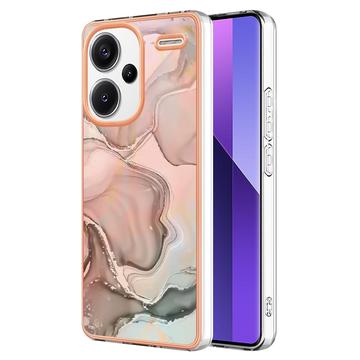 Xiaomi Redmi Note 13 Pro+ Marmormønster Galvaniseret IMD TPU Cover - Pink