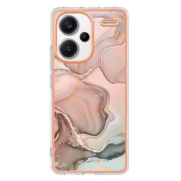 Xiaomi Redmi Note 13 Pro+ Marmormønster Galvaniseret IMD TPU Cover - Pink