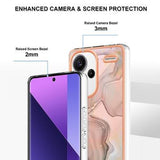Xiaomi Redmi Note 13 Pro+ Marmormønster Galvaniseret IMD TPU Cover - Pink