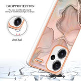 Xiaomi Redmi Note 13 Pro+ Marmormønster Galvaniseret IMD TPU Cover - Pink