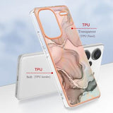 Xiaomi Redmi Note 13 Pro+ Marmormønster Galvaniseret IMD TPU Cover - Pink