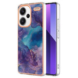 Xiaomi Redmi Note 13 Pro+ Marmormønster Galvaniseret IMD TPU Cover - Lilla