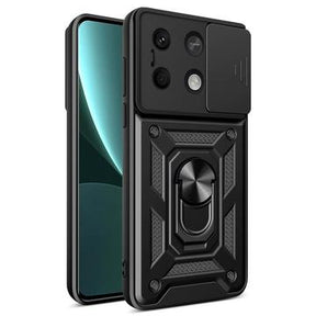 Xiaomi Redmi Note 13 Roterende Ring Hybrid Cover med Kameraskjold - Sort