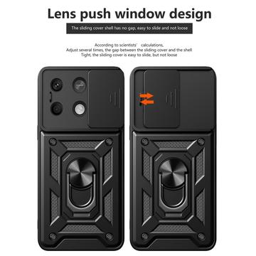Xiaomi Redmi Note 13 Roterende Ring Hybrid Cover med Kameraskjold - Sort