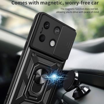 Xiaomi Redmi Note 13 Roterende Ring Hybrid Cover med Kameraskjold - Sort