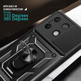 Xiaomi Redmi Note 13 Roterende Ring Hybrid Cover med Kameraskjold - Blå