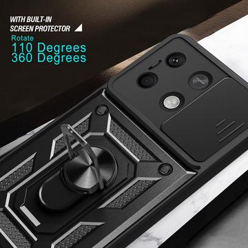 Xiaomi Redmi Note 13 Roterende Ring Hybrid Cover med Kameraskjold - Blå