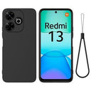 Xiaomi Redmi Note 13R/Redmi 13/Poco M6 4G Liquid Silikone Cover med Strop - Sort