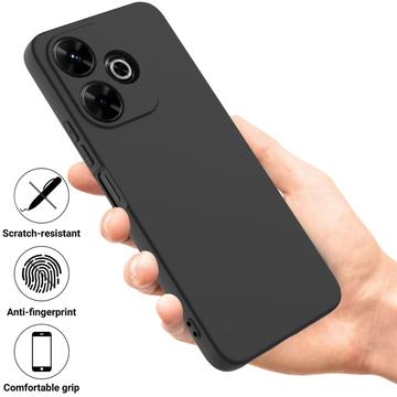 Xiaomi Redmi Note 13R/Redmi 13/Poco M6 4G Liquid Silikone Cover med Strop - Sort