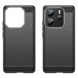 Xiaomi Redmi Note 14 4G Børstet TPU Cover - Karbonfiber - Sort