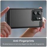 Xiaomi Redmi Note 14 4G Børstet TPU Cover - Karbonfiber - Sort