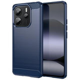 Xiaomi Redmi Note 14 4G Børstet TPU Cover - Karbonfiber - Blå
