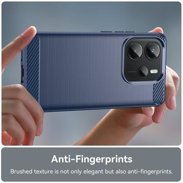 Xiaomi Redmi Note 14 4G Børstet TPU Cover - Karbonfiber - Blå