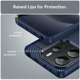 Xiaomi Redmi Note 14 4G Børstet TPU Cover - Karbonfiber - Blå