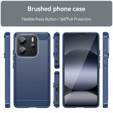 Xiaomi Redmi Note 14 4G Børstet TPU Cover - Karbonfiber - Blå