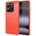 Xiaomi Redmi Note 14 4G Børstet TPU Cover - Karbonfiber - Rød