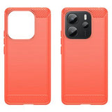 Xiaomi Redmi Note 14 4G Børstet TPU Cover - Karbonfiber - Rød