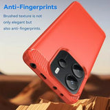 Xiaomi Redmi Note 14 4G Børstet TPU Cover - Karbonfiber - Rød