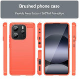 Xiaomi Redmi Note 14 4G Børstet TPU Cover - Karbonfiber - Rød