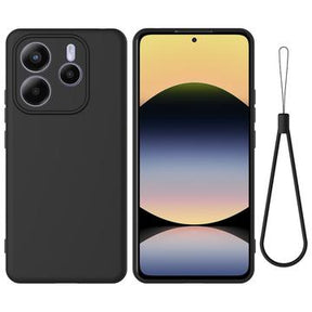 Xiaomi Redmi Note 14 5G Flydende silikone cover med håndrem - sort
