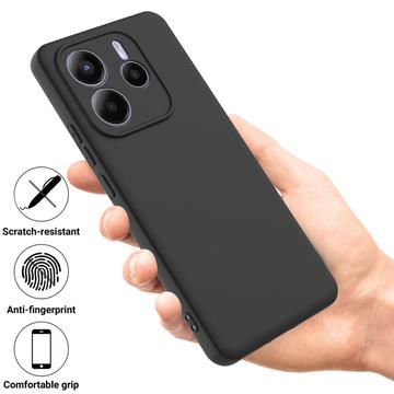 Xiaomi Redmi Note 14 5G Flydende silikone cover med håndrem - sort