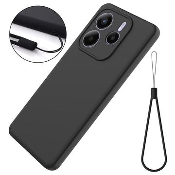 Xiaomi Redmi Note 14 5G Flydende silikone cover med håndrem - sort