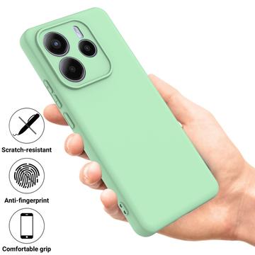 Xiaomi Redmi Note 14 5G Flydende silikone cover med håndrem - grøn