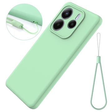 Xiaomi Redmi Note 14 5G Flydende silikone cover med håndrem - grøn