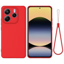 Xiaomi Redmi Note 14 5G Flydende silikone cover med håndrem - rød