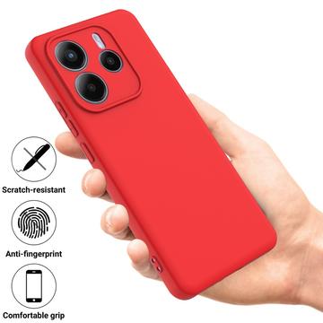 Xiaomi Redmi Note 14 5G Flydende silikone cover med håndrem - rød