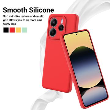Xiaomi Redmi Note 14 5G Flydende silikone cover med håndrem - rød