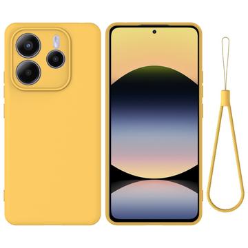 Xiaomi Redmi Note 14 5G Flydende silikone cover med håndrem - gul