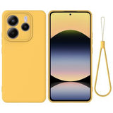 Xiaomi Redmi Note 14 5G Flydende silikone cover med håndrem - gul