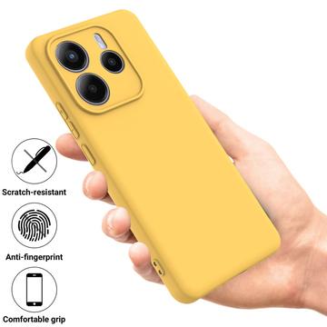 Xiaomi Redmi Note 14 5G Flydende silikone cover med håndrem - gul